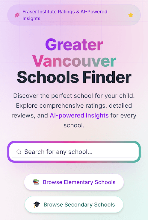 GVR Schools Finder Interface